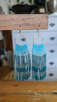 Image 3 of cool tone beaded earrings