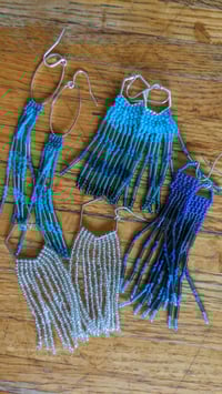 Image 1 of cool tone beaded earrings
