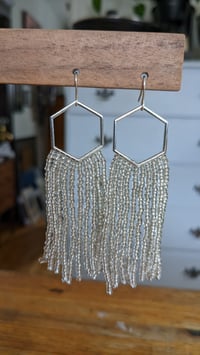 Image 4 of cool tone beaded earrings