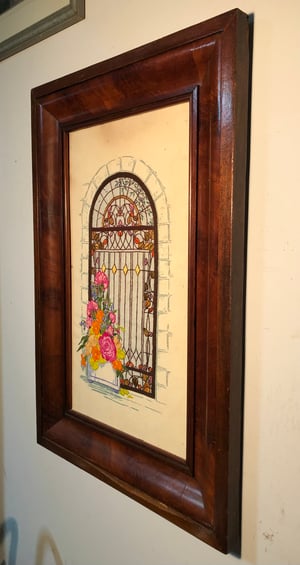 Image of Antique frame with embroidery