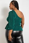 GLITTER ONE SHOULDER RUFFLE WAIST - PLUS SIZE