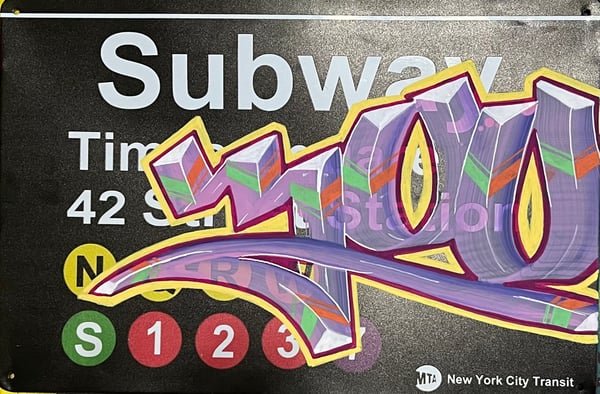 Image of Embellished NYC  Subway signed By Artist: Dome