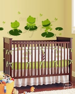 Happy Frogs on Lily Pad with Dragonflies - dd1030 - Vinyl Wall Decal Sticker Art — Removable ...