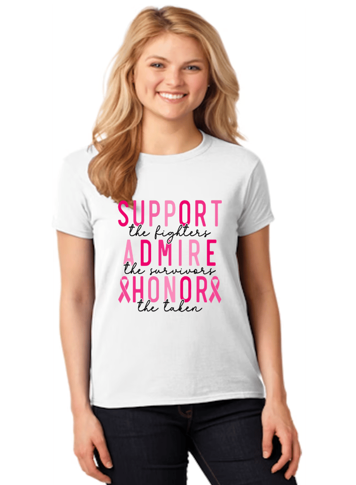 Image of Support, Admire, Honor Breast Cancer Tee