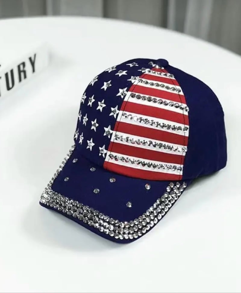 Bling American Flag  Baseball Caps