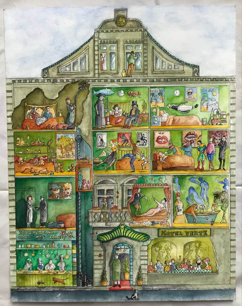 Image of Original water colour 'L'HOTEL VERTE'