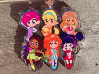 Image 1 of Winx Club holographic acrylic charm, 3.5 inch keychain