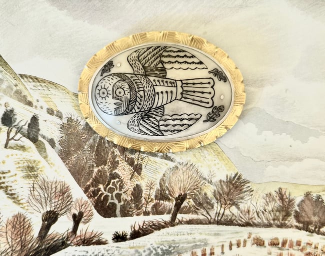  LARGE SILENCE AND MOONLIGHT BROOCH