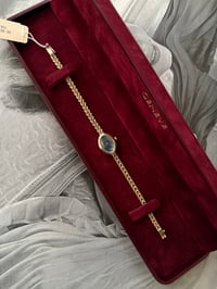 Image 1 of RARE Vintage 14k Soid Yellow Gold Extremely Rare Blue Dial ✨NEW IN BOX ✨
