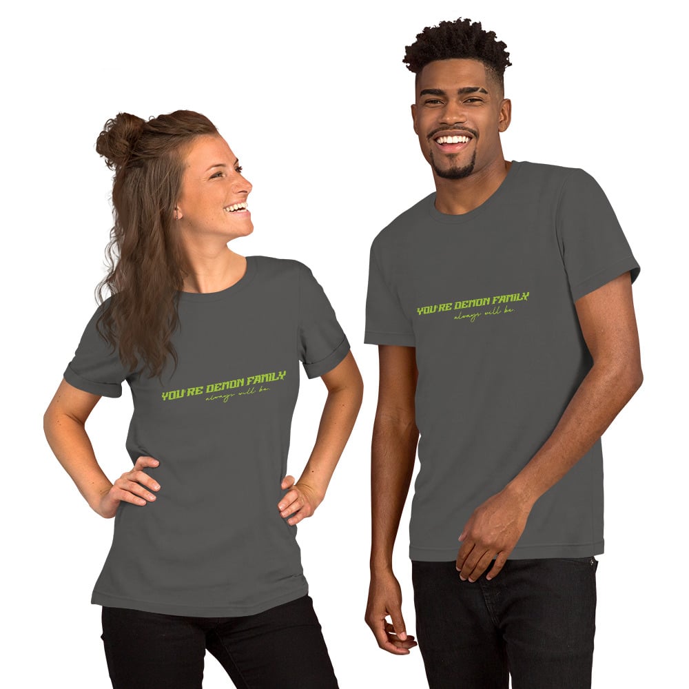 Image of Officially licensed demon family back design green Unisex t-shirt
