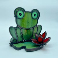 Image 2 of Red Waterlily Frog Candle Holder