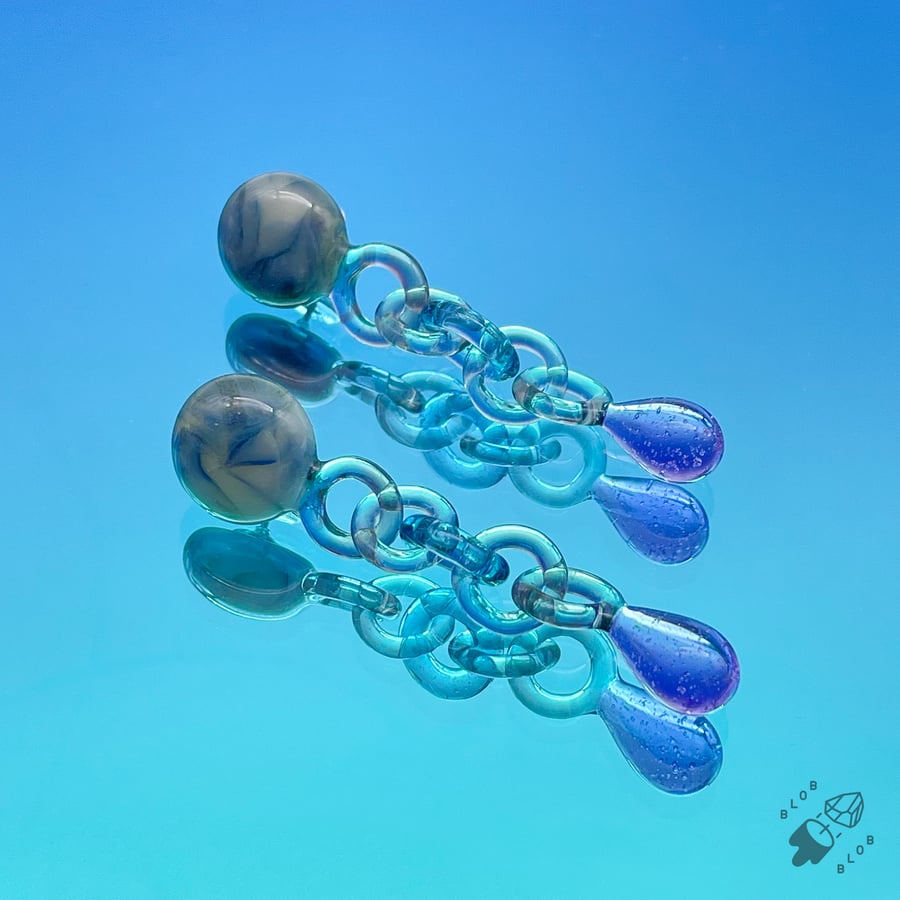 Image of Swirly Blue Dot Chain Dangles