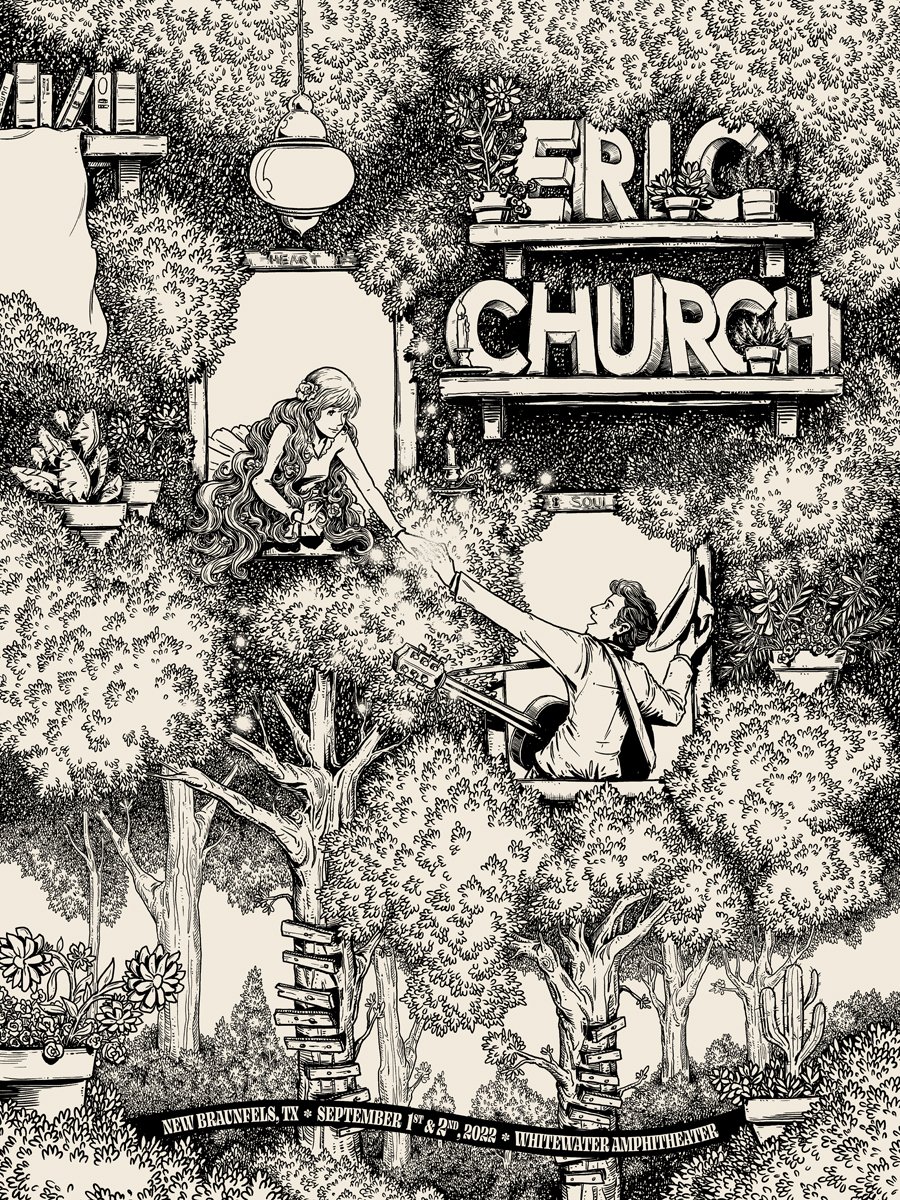 Image of Eric Church - New Braunfels, TX 2022 - Coloring Book/Keyline Variant