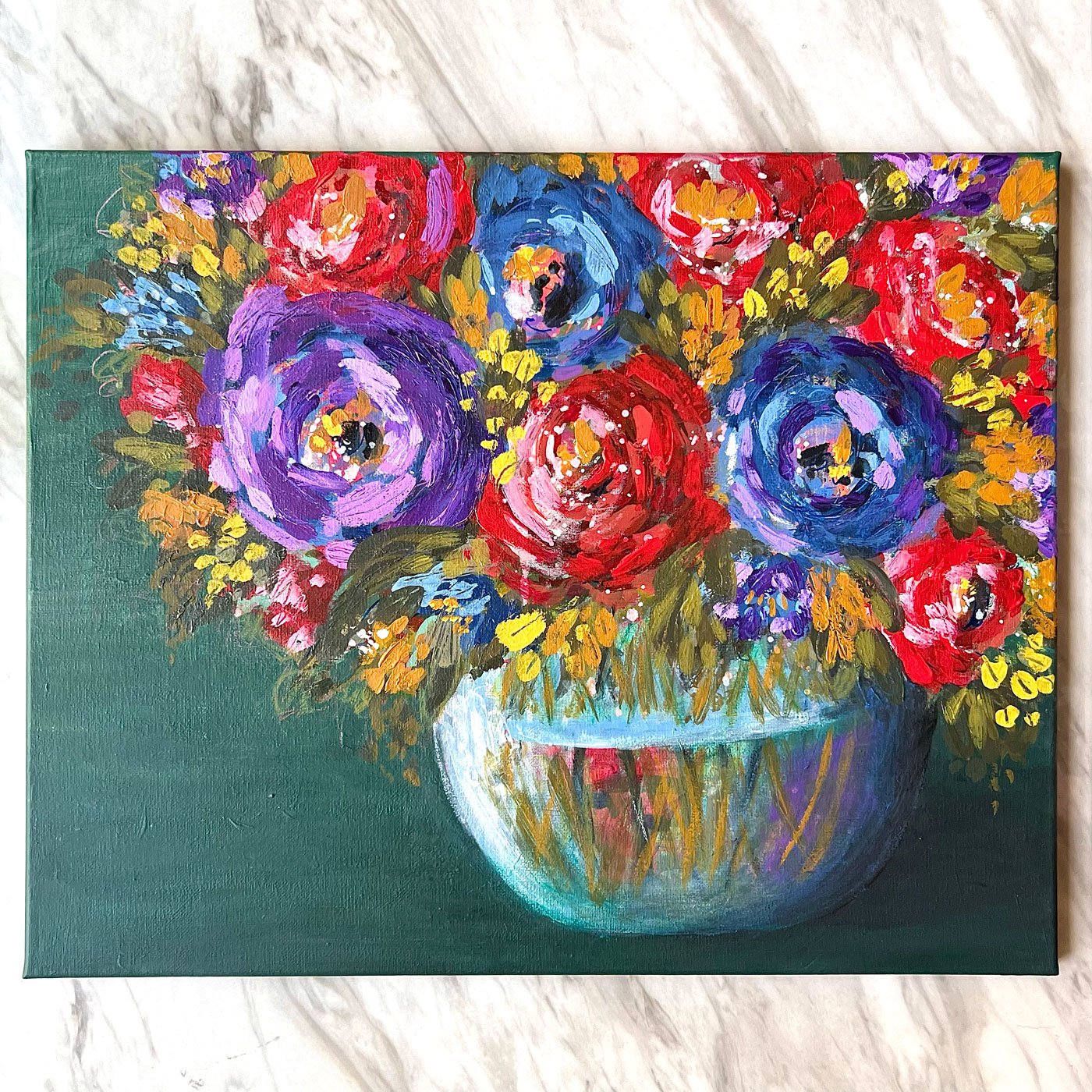 Image of Fresh Start Floral Original Acrylic Painting - 16x20 Canvas