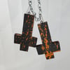 Black Cat Inverted Cross Earrings