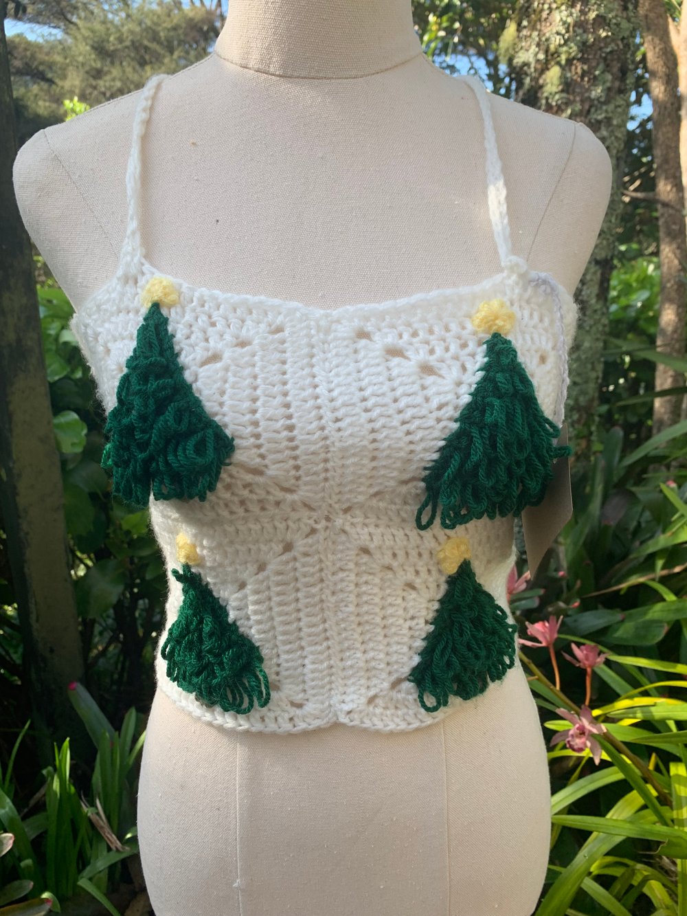 Image of Christmas Tree Crochet Crop Top