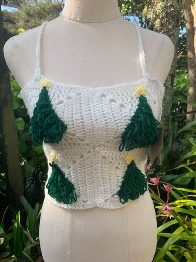 Image of Christmas Tree Crochet Crop Top