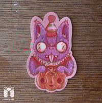 Image 2 of Purple Pumpkin Cat Vinyl Sticker