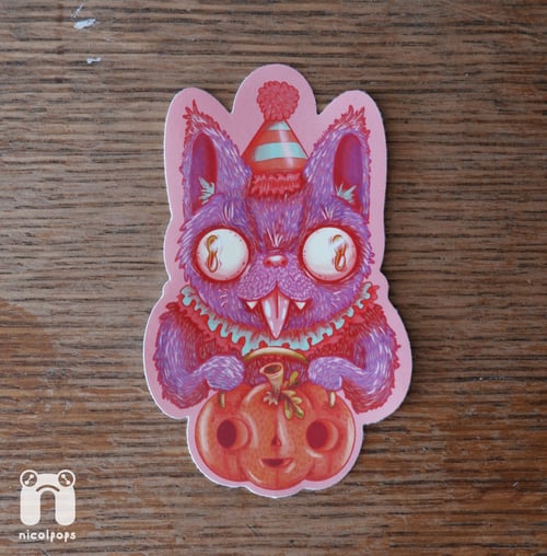 Image of Purple Pumpkin Cat Vinyl Sticker