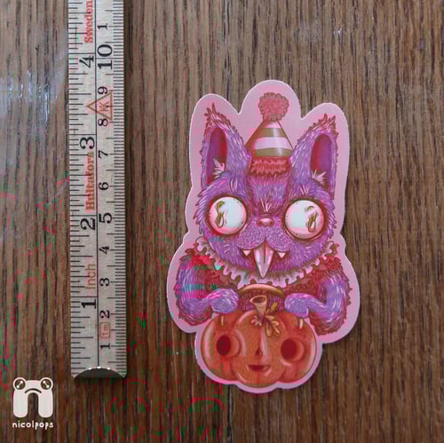 Image of Purple Pumpkin Cat Vinyl Sticker