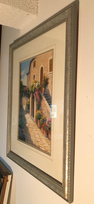 Image of Old framed print of a Spanish Villa