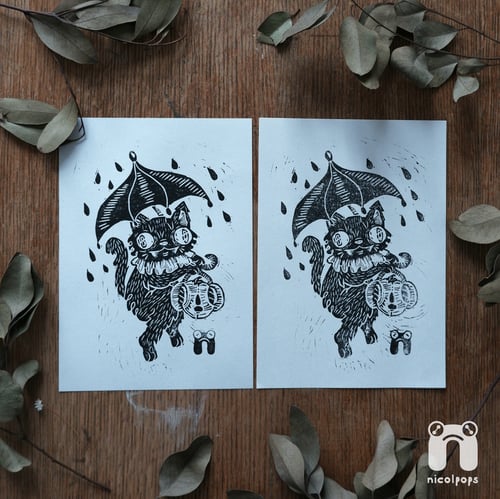 Image of Superstitions Lino Print A5