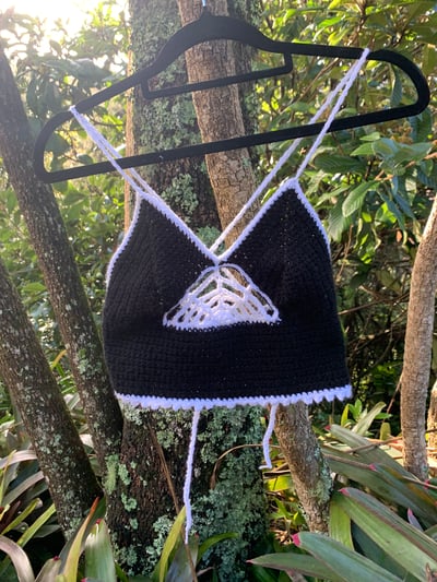 Image of Crochet Black Peek-a-boo Top