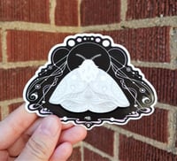 Image 3 of White Moth Glossy Vinyl Sticker