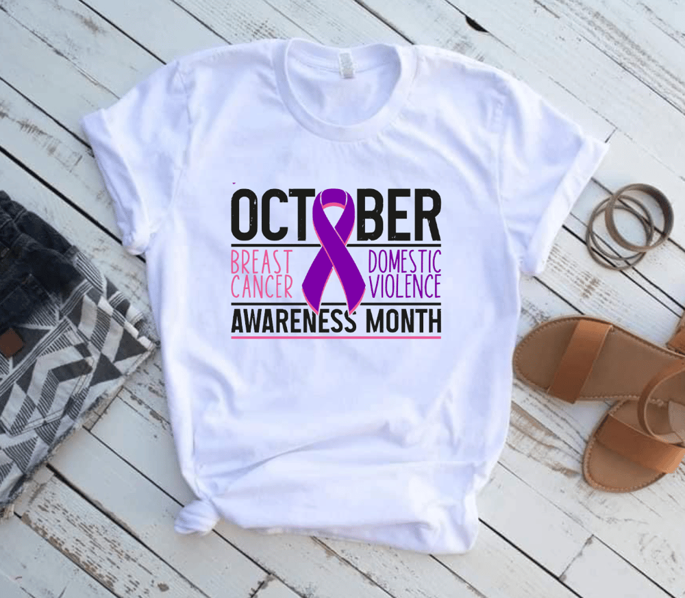 Image of In October we bring awareness to Breast Cancer and Domestic Violence Tee