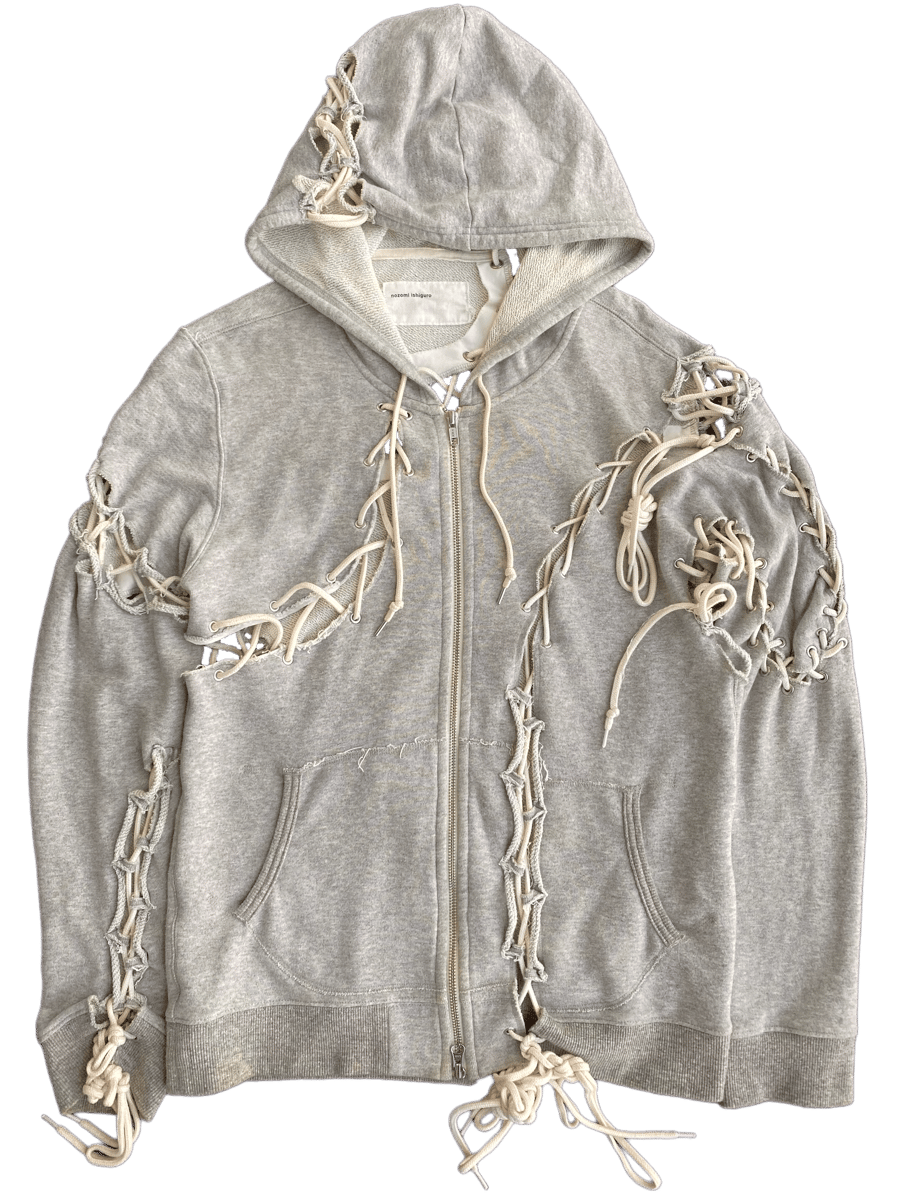 Nozomi Ishiguro Lace Reconstructed Zip-Up Hoodie | neverlandsupply