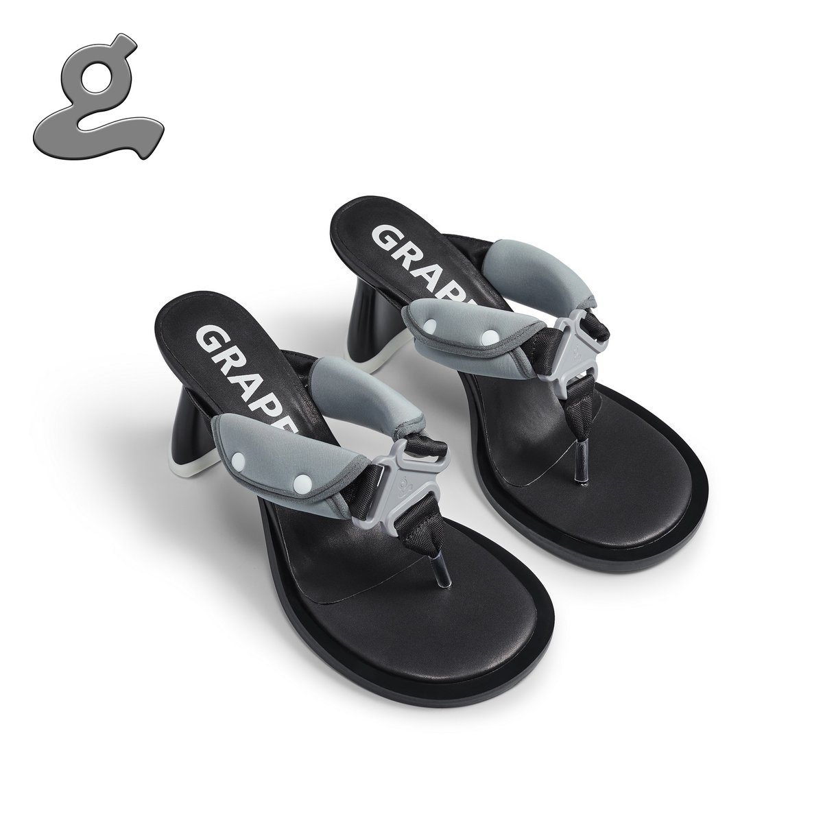 Image of Grey&Black Safety Buckle Slippers