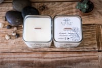 Image 3 of Wooden Wick Crackle 11 oz Pure 100% Soy Wax Cube Candle, Hand Poured Natural Square Container Candle