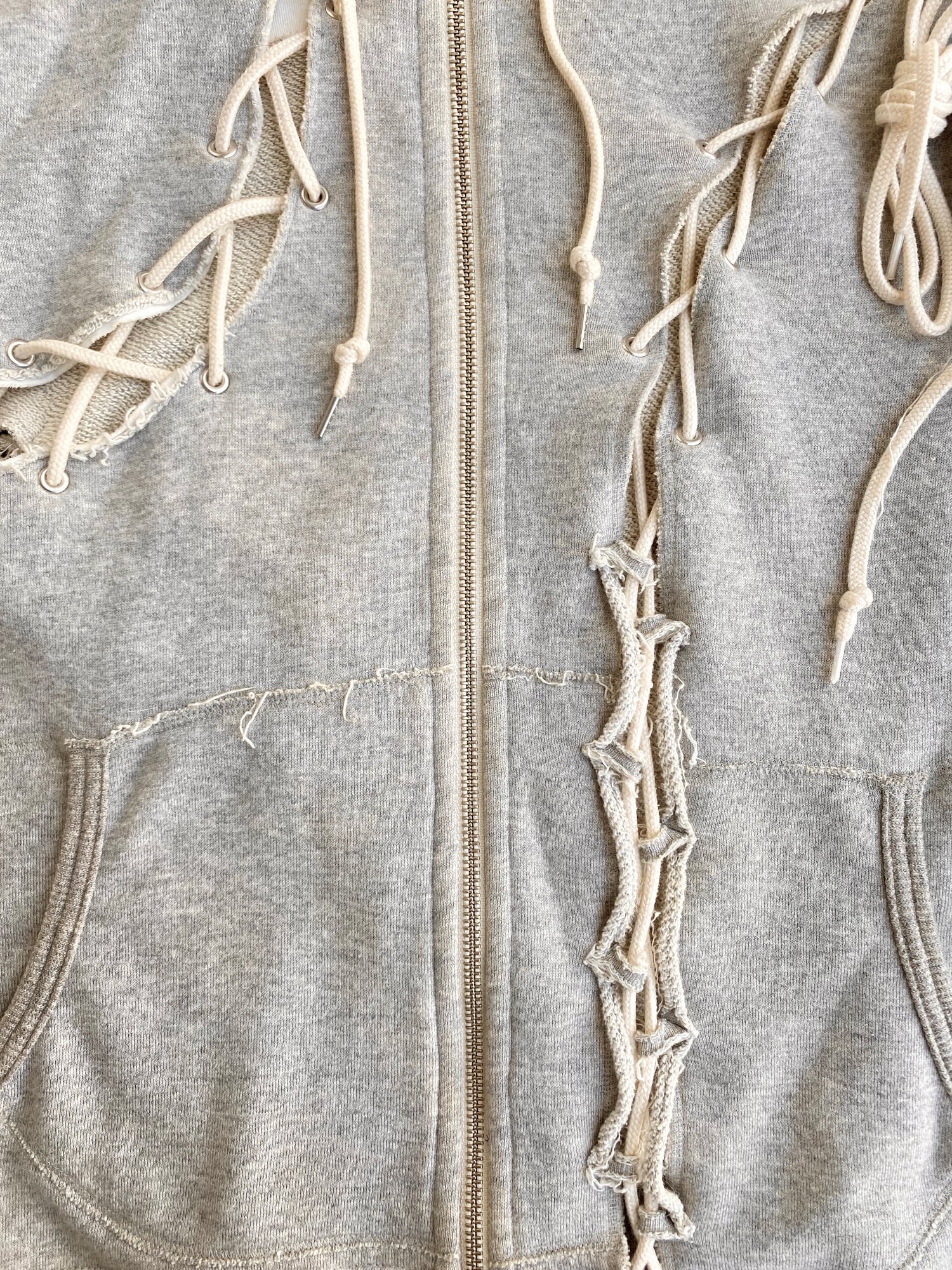 Nozomi Ishiguro Lace Reconstructed Zip-Up Hoodie | neverlandsupply