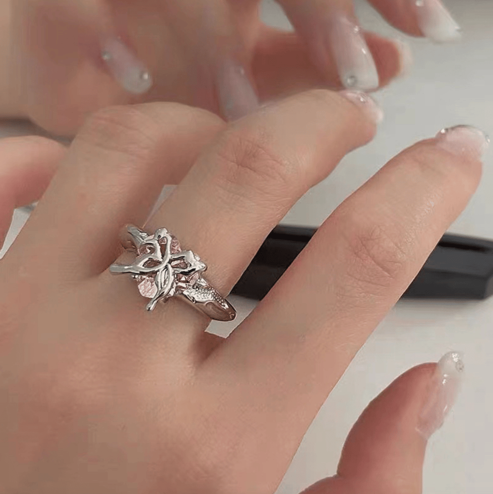 Image of Pink Gem Butterfly Ring