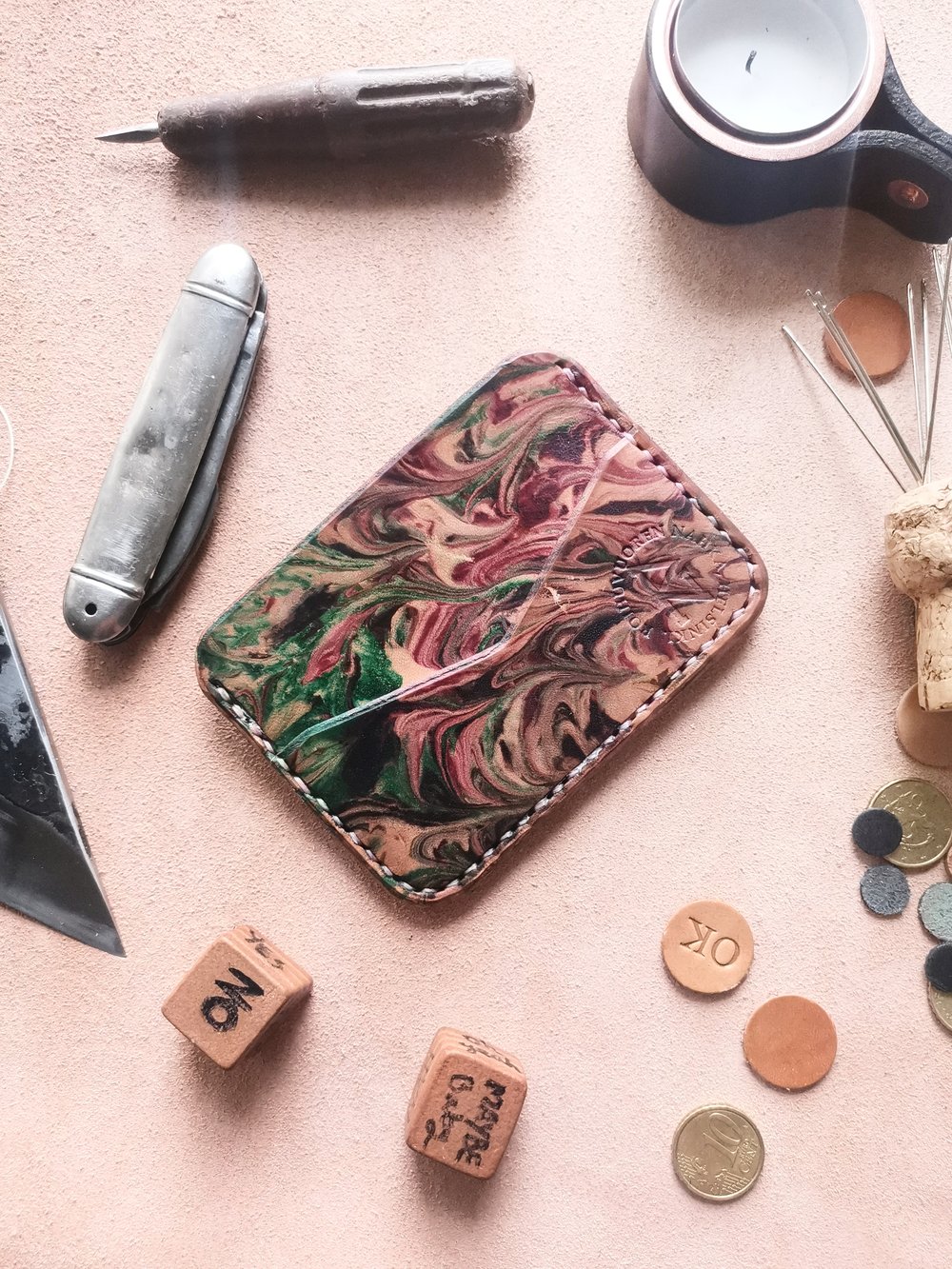 Image of Slim 3 - Marble dye burgundy and green
