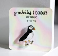Puffin and Bean Boot Acrylic Pin