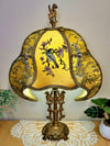 Luxury Victorian Lampshade - Gold Silk and Antique Textiles