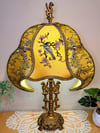 Luxury Victorian Lampshade - Gold Silk and Antique Textiles