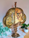 Luxury Victorian Lampshade - Gold Silk and Antique Textiles