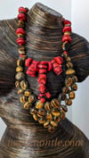 NONTLE Signature:Tigers eye & Coral Bib Necklace