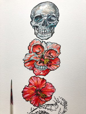 Image of Original - Skull - Hibiscus - Wave