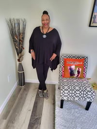 Image 1 of The Glamorous Woman 2pc tunic/pant set black 