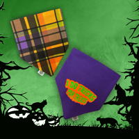 Image 1 of Halloween Plaid/I Do Tricks for Treats REVERSIBLE bandana 