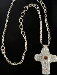Image 2 of NEW  large silver cross w/ center crystal