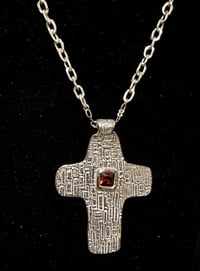 Image 4 of NEW  large silver cross w/ center crystal