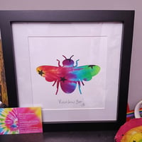 Image 3 of Rainbow bee framed fabric art