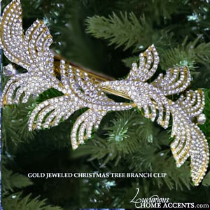 Image of Gold Jeweled Christmas Tree Branch Clip
