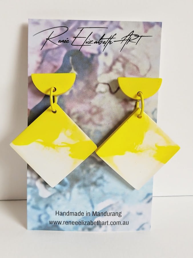 Yellow resin sale earrings