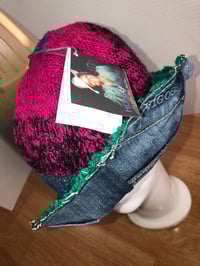 Image 4 of H.O.D. Multi Color Knit and Denim Panel Reversible Bucket Hat