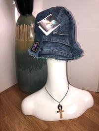 Image 3 of H.O.D. Multi Color Knit and Denim Panel Reversible Bucket Hat